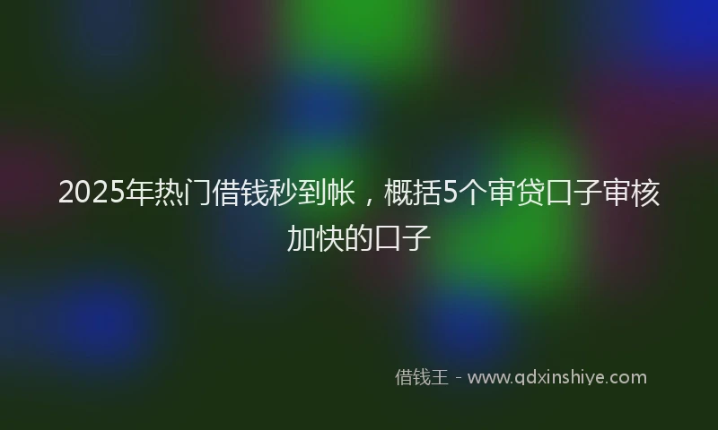 2025年热门借钱秒到帐，概括5个审贷口子审核加快的口子
