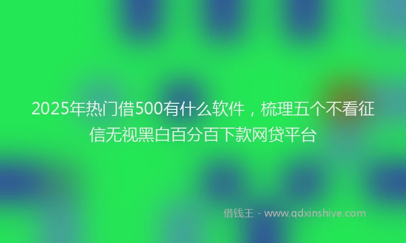 2025年热门借500有什么软件，梳理五个不看征信无视黑白百分百下款网贷平台
