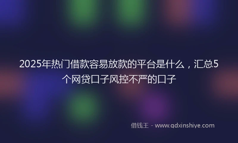 2025年热门借款容易放款的平台是什么，汇总5个网贷口子风控不严的口子