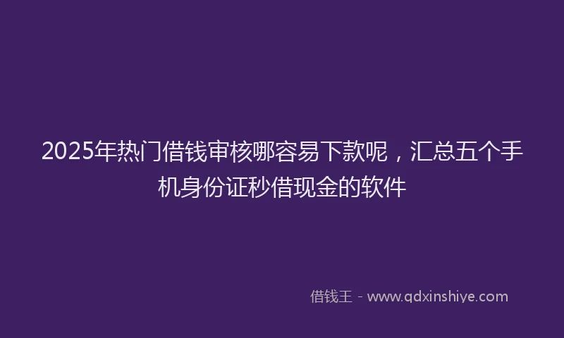 2025年热门借钱审核哪容易下款呢，汇总五个手机身份证秒借现金的软件