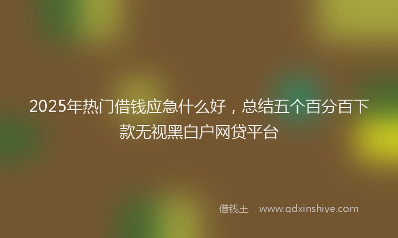 2025年热门借钱应急什么好，总结五个百分百下款无视黑白户网贷平台