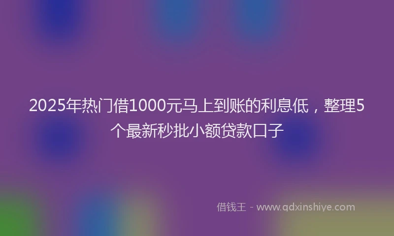 2025年热门借1000元马上到账的利息低，整理5个最新秒批小额贷款口子