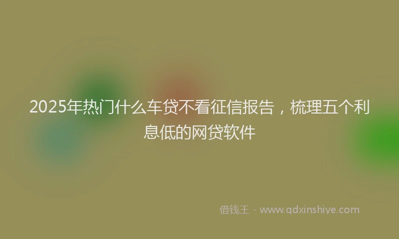 2025年热门什么车贷不看征信报告，梳理五个利息低的网贷软件