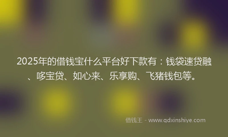 2025年的借钱宝什么平台好下款有：钱袋速贷融、哆宝贷、如心来、乐享购、飞猪钱包等。
