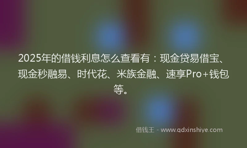 2025年的借钱利息怎么查看有：现金贷易借宝、现金秒融易、时代花、米族金融、速享Pro+钱包等。