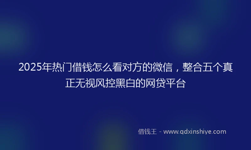 2025年热门借钱怎么看对方的微信，整合五个真正无视风控黑白的网贷平台