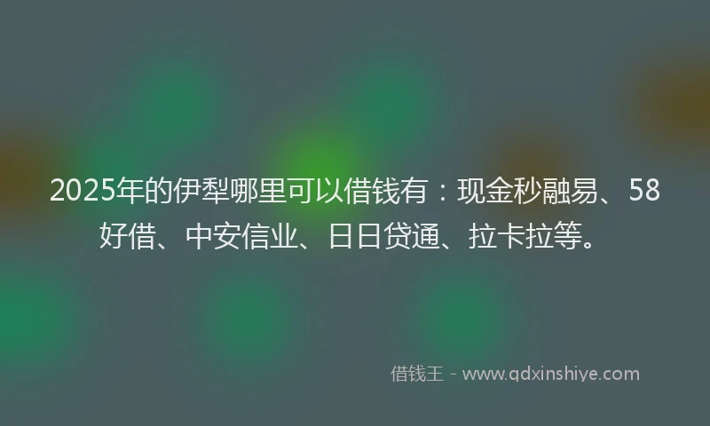 2025年的伊犁哪里可以借钱有：现金秒融易、58好借、中安信业、日日贷通、拉卡拉等。