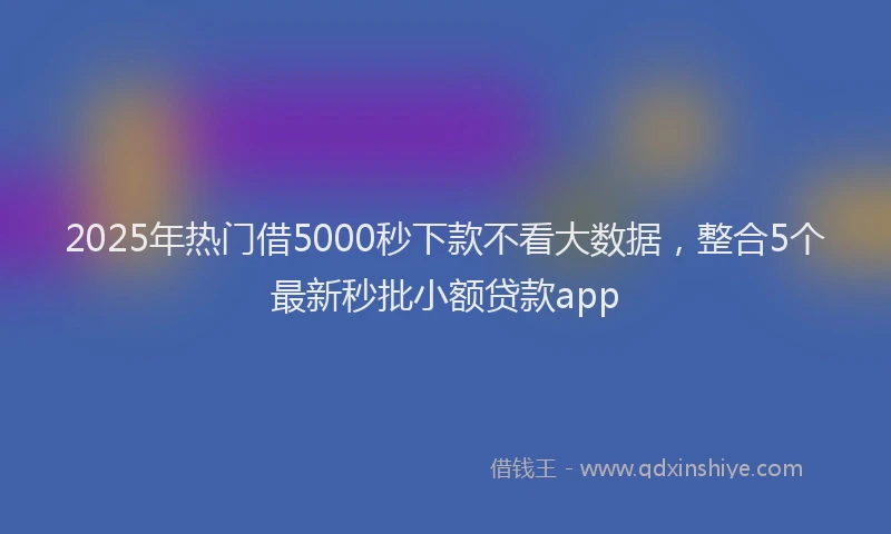 2025年热门借5000秒下款不看大数据，整合5个最新秒批小额贷款app