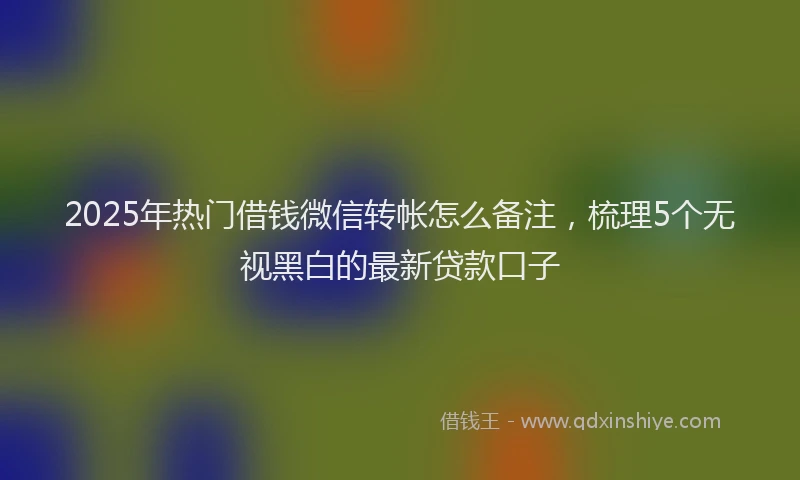 2025年热门借钱微信转帐怎么备注，梳理5个无视黑白的最新贷款口子