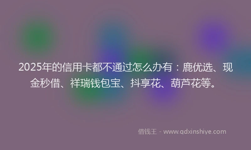 2025年的信用卡都不通过怎么办有：鹿优选、现金秒借、祥瑞钱包宝、抖享花、葫芦花等。