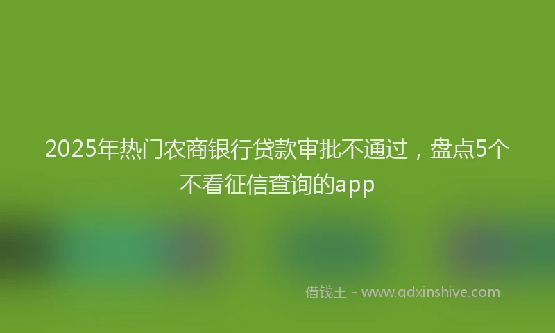 2025年热门农商银行贷款审批不通过，盘点5个不看征信查询的app