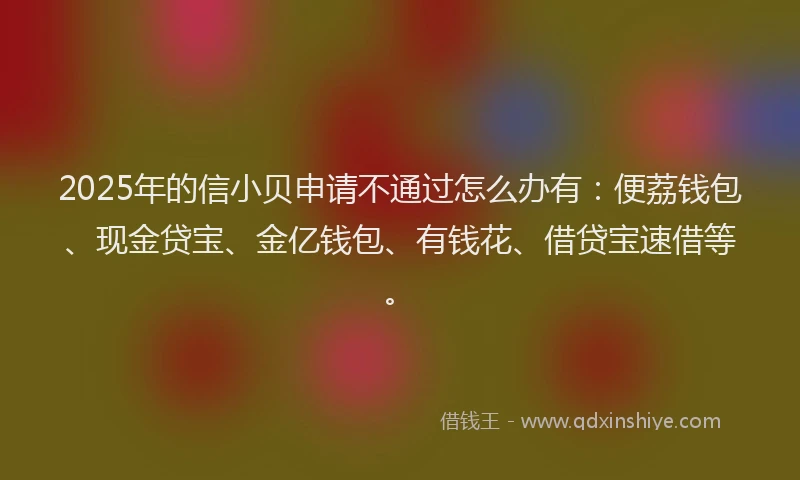 2025年的信小贝申请不通过怎么办有：便荔钱包、现金贷宝、金亿钱包、有钱花、借贷宝速借等。