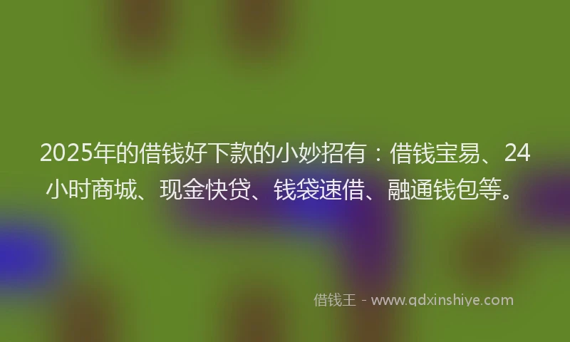 2025年的借钱好下款的小妙招有：借钱宝易、24小时商城、现金快贷、钱袋速借、融通钱包等。