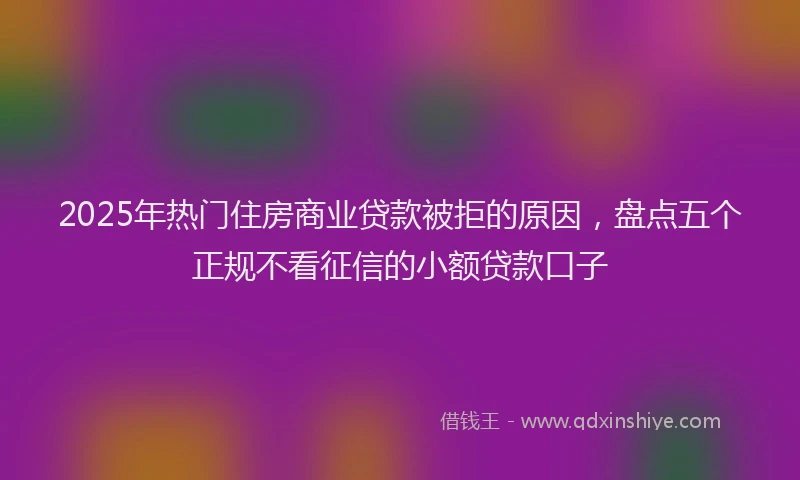 2025年热门住房商业贷款被拒的原因，盘点五个正规不看征信的小额贷款口子