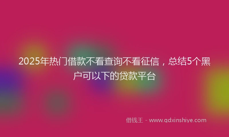 2025年热门借款不看查询不看征信，总结5个黑户可以下的贷款平台
