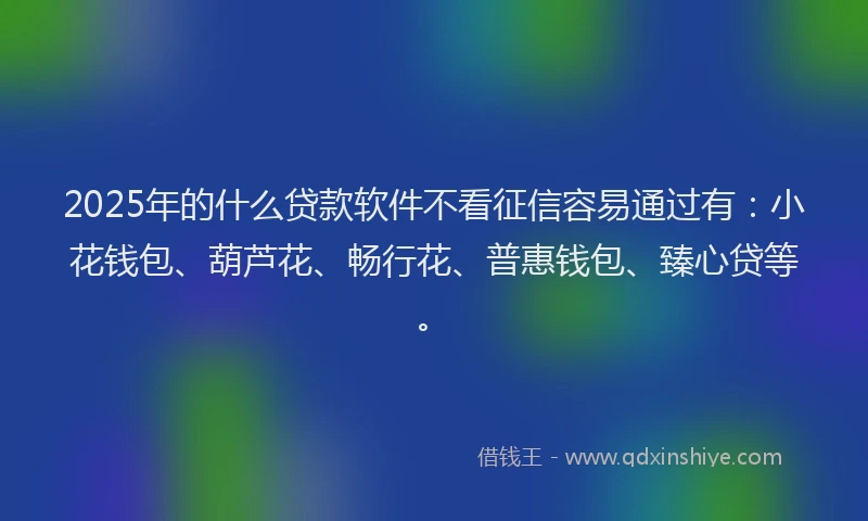 2025年的什么贷款软件不看征信容易通过有：小花钱包、葫芦花、畅行花、普惠钱包、臻心贷等。