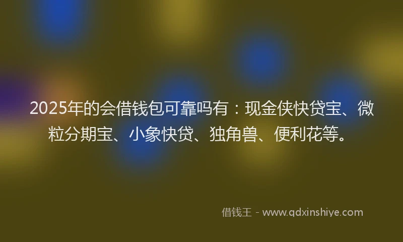 2025年的会借钱包可靠吗有：现金侠快贷宝、微粒分期宝、小象快贷、独角兽、便利花等。