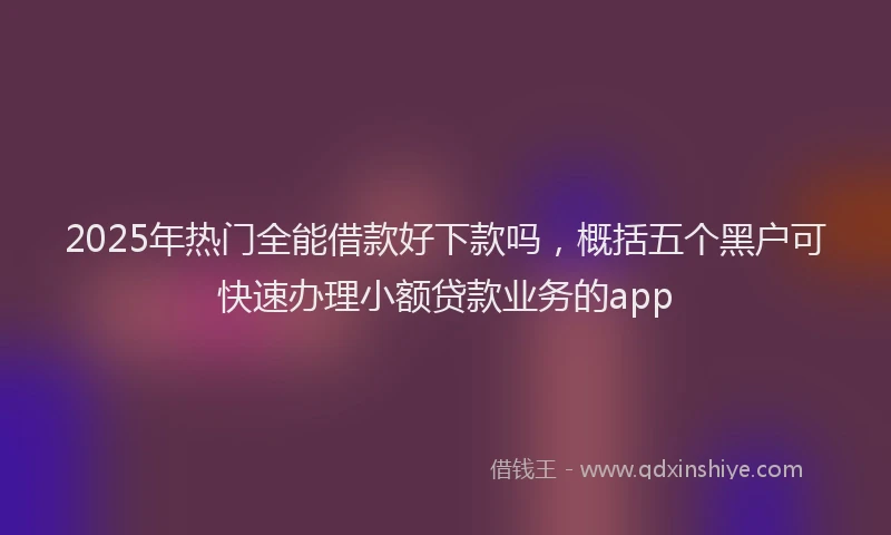 2025年热门全能借款好下款吗，概括五个黑户可快速办理小额贷款业务的app
