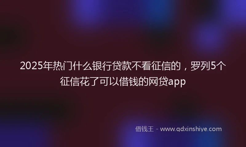 2025年热门什么银行贷款不看征信的，罗列5个征信花了可以借钱的网贷app