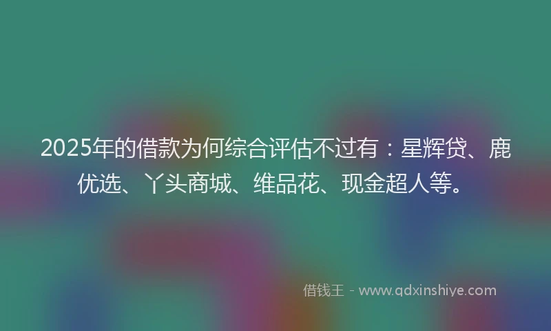 2025年的借款为何综合评估不过有：星辉贷、鹿优选、丫头商城、维品花、现金超人等。