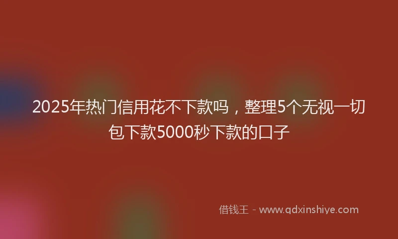 2025年热门信用花不下款吗，整理5个无视一切包下款5000秒下款的口子