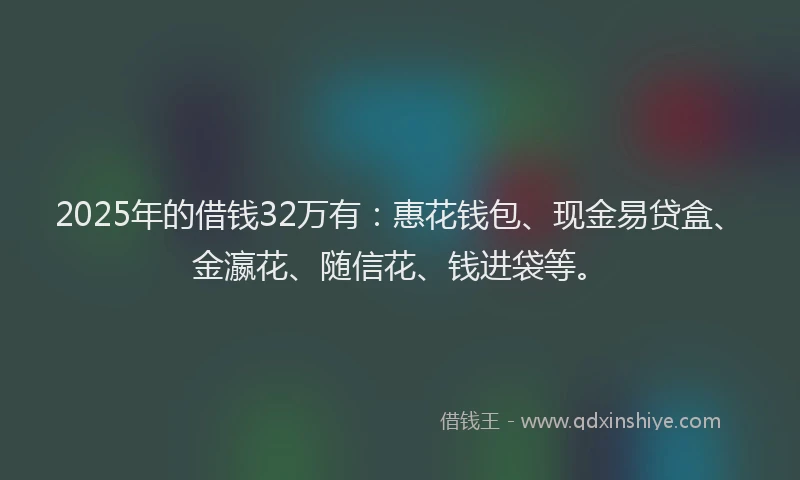 2025年的借钱32万有：惠花钱包、现金易贷盒、金瀛花、随信花、钱进袋等。
