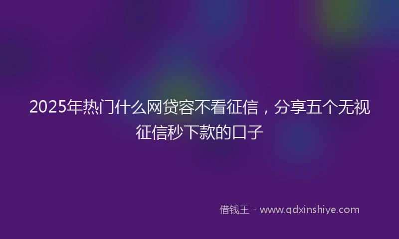 2025年热门什么网贷容不看征信，分享五个无视征信秒下款的口子