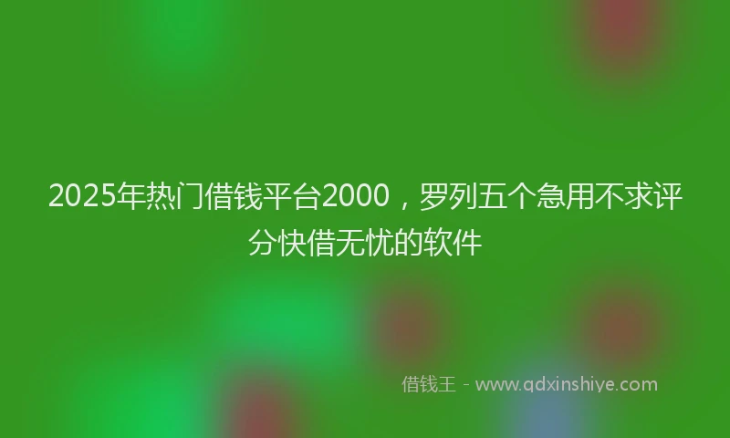2025年热门借钱平台2000，罗列五个急用不求评分快借无忧的软件