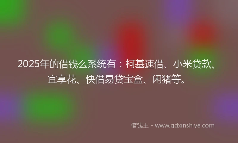 2025年的借钱么系统有：柯基速借、小米贷款、宜享花、快借易贷宝盒、闲猪等。