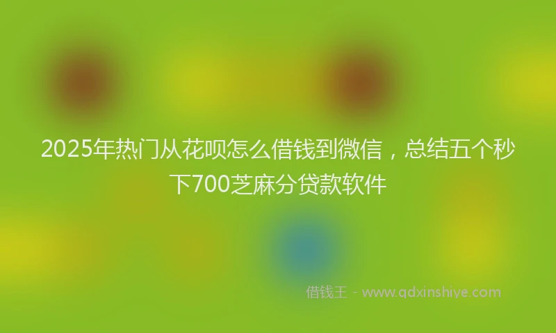 2025年热门从花呗怎么借钱到微信，总结五个秒下700芝麻分贷款软件