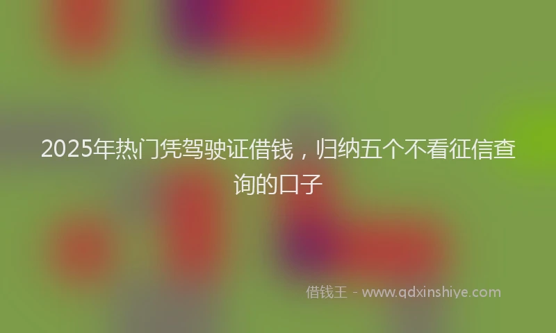 2025年热门凭驾驶证借钱，归纳五个不看征信查询的口子