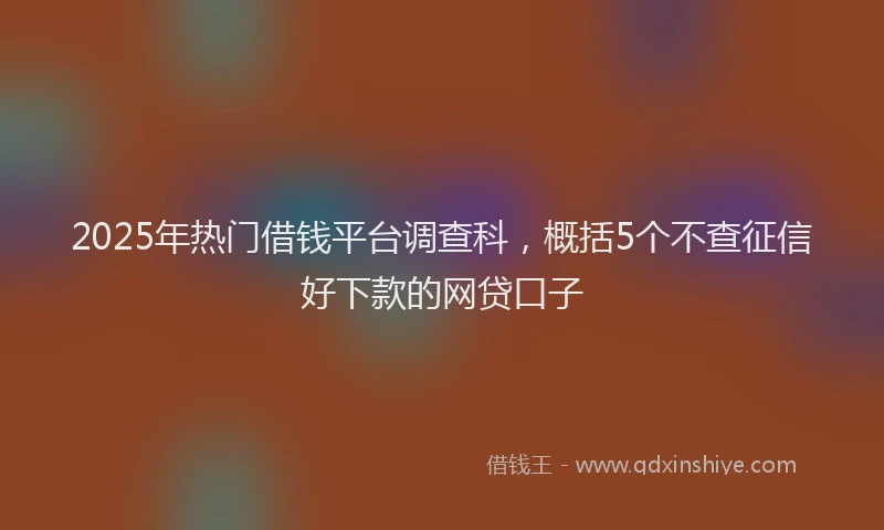 2025年热门借钱平台调查科，概括5个不查征信好下款的网贷口子