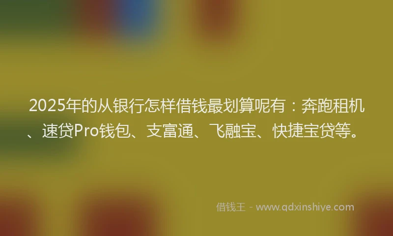 2025年的从银行怎样借钱最划算呢有：奔跑租机、速贷Pro钱包、支富通、飞融宝、快捷宝贷等。