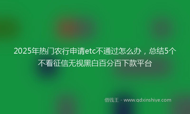 2025年热门农行申请etc不通过怎么办，总结5个不看征信无视黑白百分百下款平台