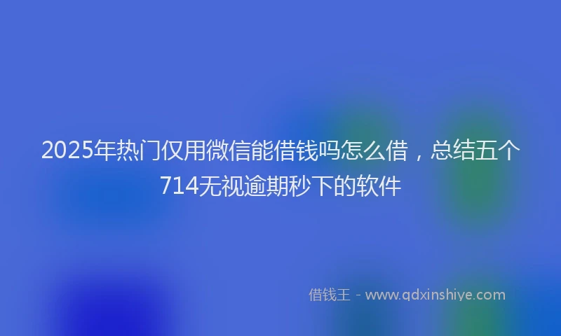 2025年热门仅用微信能借钱吗怎么借，总结五个714无视逾期秒下的软件