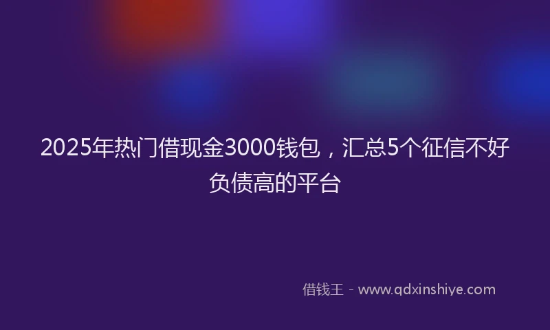 2025年热门借现金3000钱包，汇总5个征信不好负债高的平台