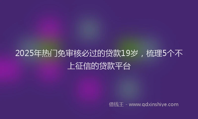 2025年热门免审核必过的贷款19岁，梳理5个不上征信的贷款平台