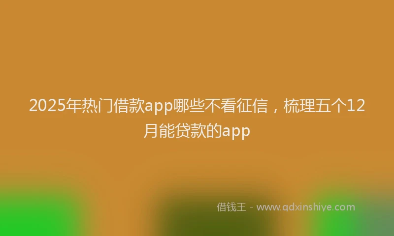 2025年热门借款app哪些不看征信，梳理五个12月能贷款的app