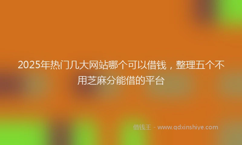 2025年热门几大网站哪个可以借钱，整理五个不用芝麻分能借的平台