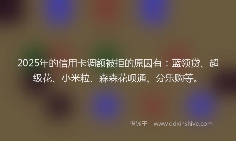 2025年的信用卡调额被拒的原因有：蓝领贷、超级花、小米粒、森森花呗通、分乐购等。