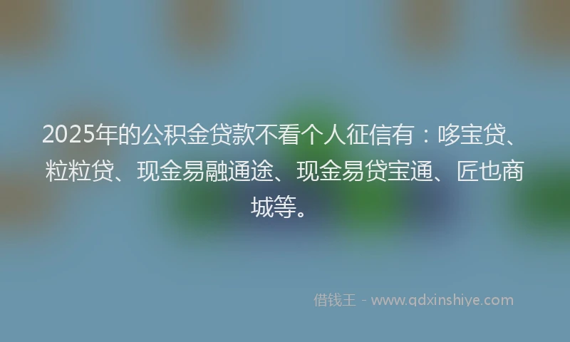 2025年的公积金贷款不看个人征信有：哆宝贷、粒粒贷、现金易融通途、现金易贷宝通、匠也商城等。