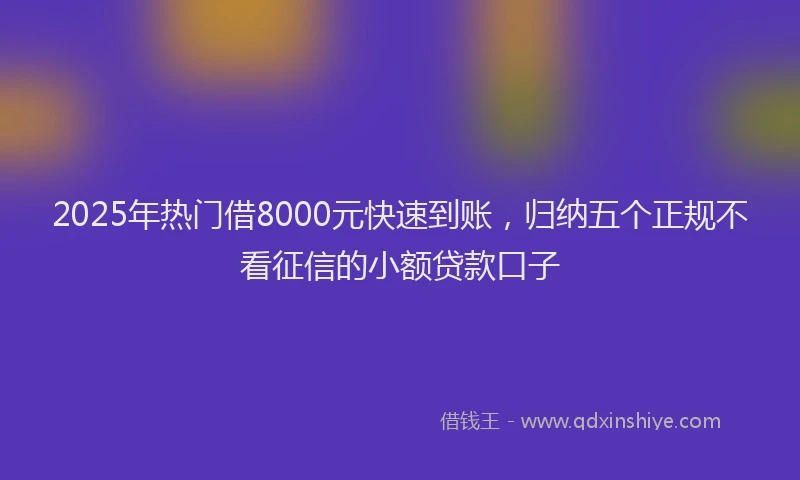 2025年热门借8000元快速到账，归纳五个正规不看征信的小额贷款口子