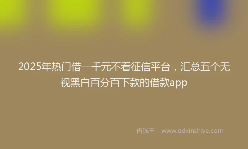 2025年热门借一千元不看征信平台，汇总五个无视黑白百分百下款的借款app