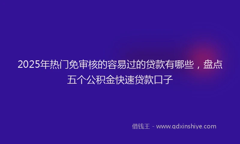 2025年热门免审核的容易过的贷款有哪些，盘点五个公积金快速贷款口子