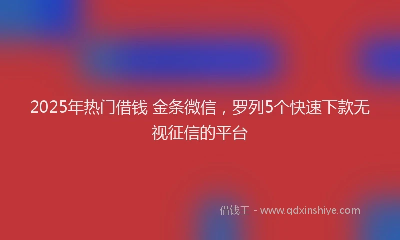 2025年热门借钱 金条微信，罗列5个快速下款无视征信的平台