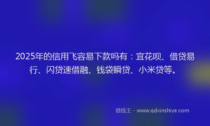 2025年的信用飞容易下款吗有：宜花呗、借贷易行、闪贷速借融、钱袋瞬贷、小米贷等。