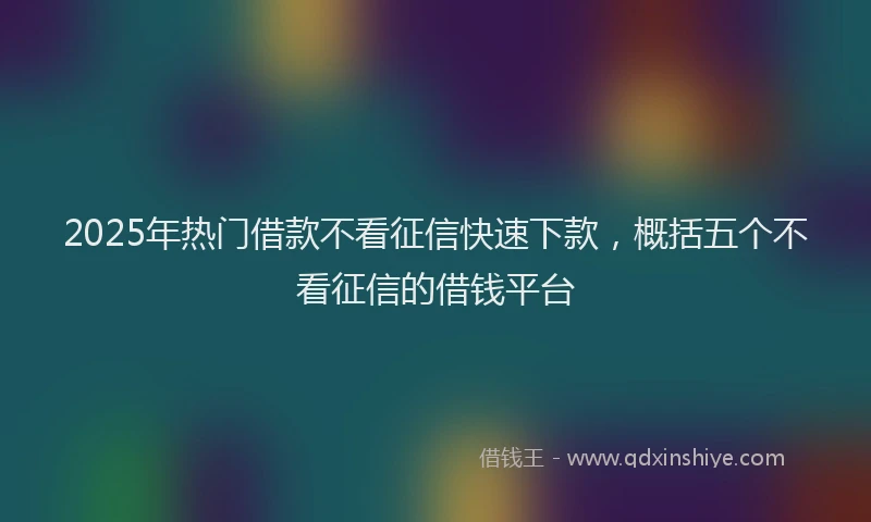 2025年热门借款不看征信快速下款，概括五个不看征信的借钱平台
