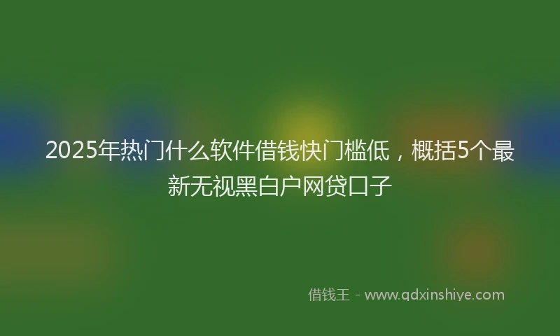 2025年热门什么软件借钱快门槛低，概括5个最新无视黑白户网贷口子