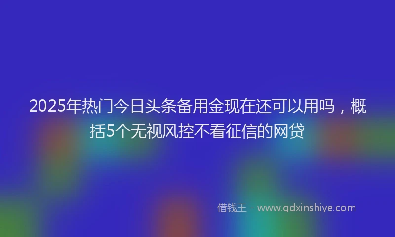 2025年热门今日头条备用金现在还可以用吗，概括5个无视风控不看征信的网贷