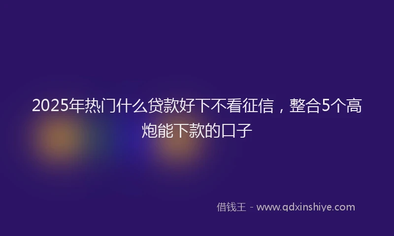 2025年热门什么贷款好下不看征信，整合5个高炮能下款的口子